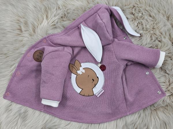 Handmade Jacke gr.56 Hasenohreen Stickbild Häschen