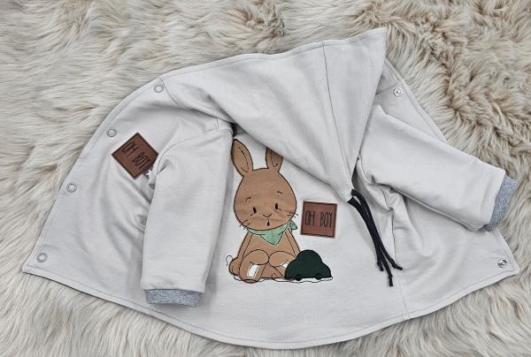Handmade Zipfeljacke gr.62 Hasenstickbild