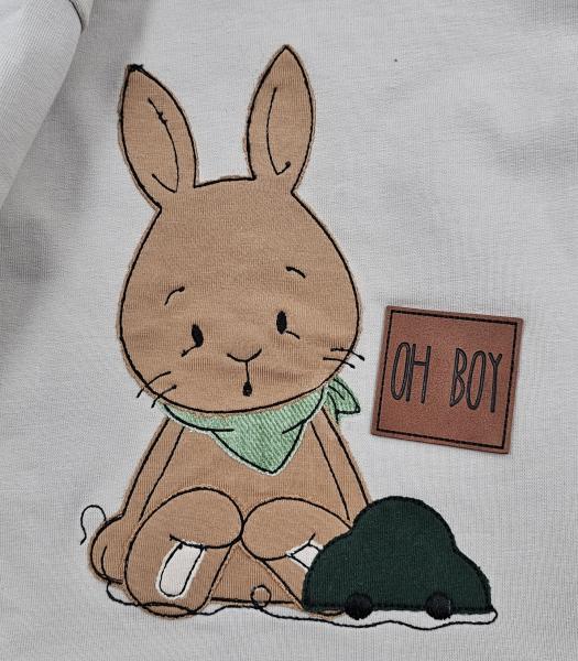 Handmade Zipfeljacke gr.62 Hasenstickbild