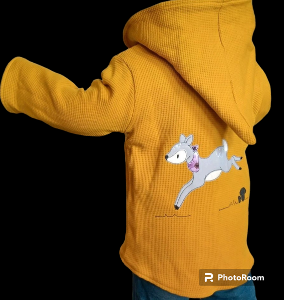 Handmade Jacke gr. 86 mit Reh Stickbild