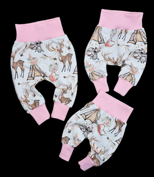 Handmade Hose mit Waldtieren gr. 50, 62 & 68