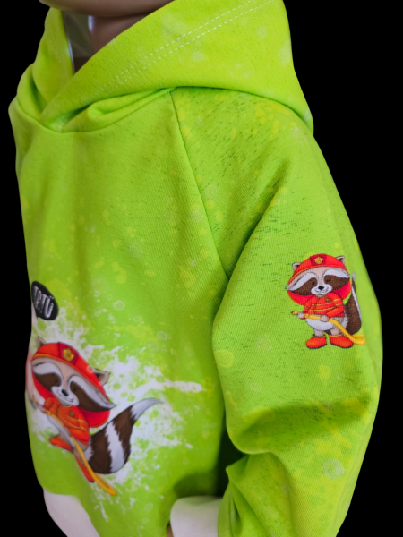 Handmade Hoody gr.98  Charly Feuerwehrmann Fuchsfamilie