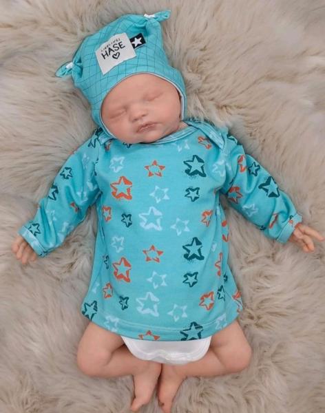 Handmade Strampler, Pulli und Mütze gr 56 Sterne Hase