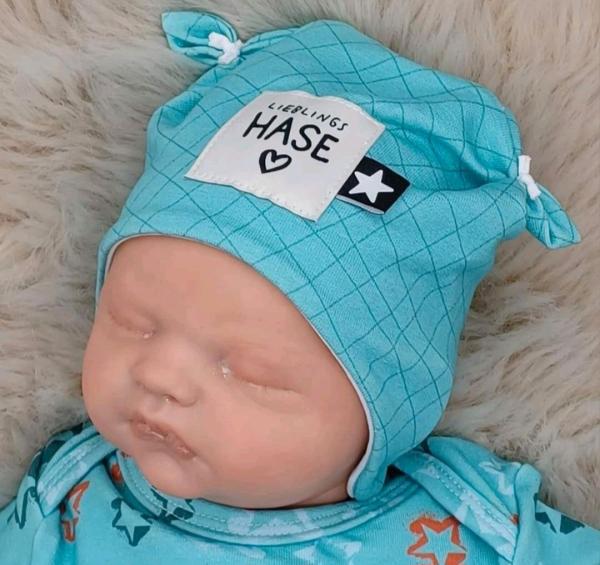 Handmade Strampler, Pulli und Mütze gr 56 Sterne Hase