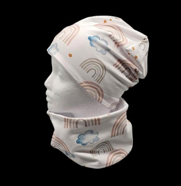 Handmade Beanie & Loop Regenbogen Wolke