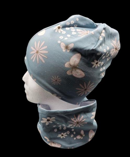 Handmade Beanie & Loop Blumen Schmetterling