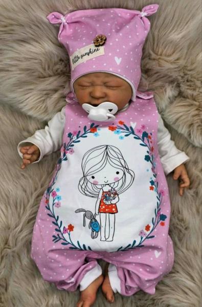 Handmade Strampler mit Mütze gr.56 niedlich Sommer