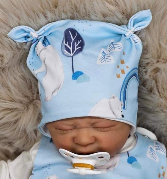 Handmade Strampler mit Mütze gr.56 Eisbär