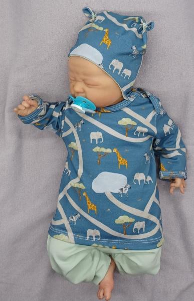 Handmade Pulli, Hose und Mütze gr.56 Tiere